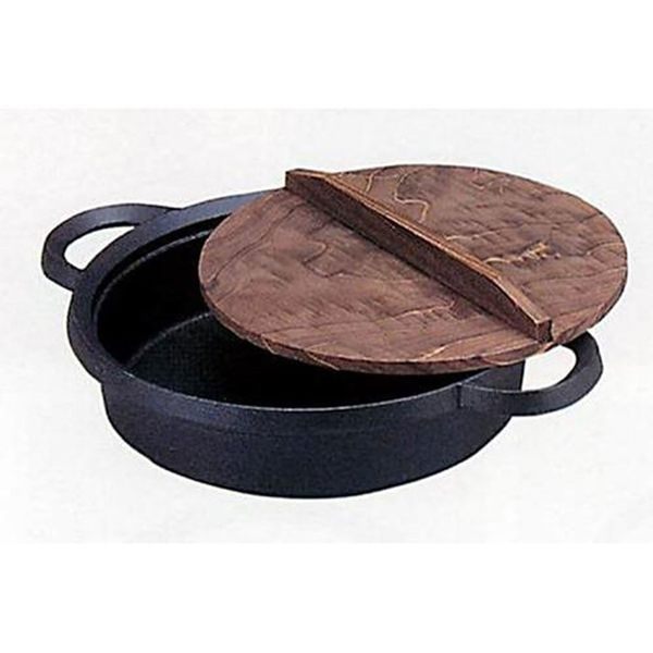 日本鑄鐵鍋南部鐵器【鳳文堂】雙耳深型壽喜燒鍋餃子鍋31.5cm 附木蓋
