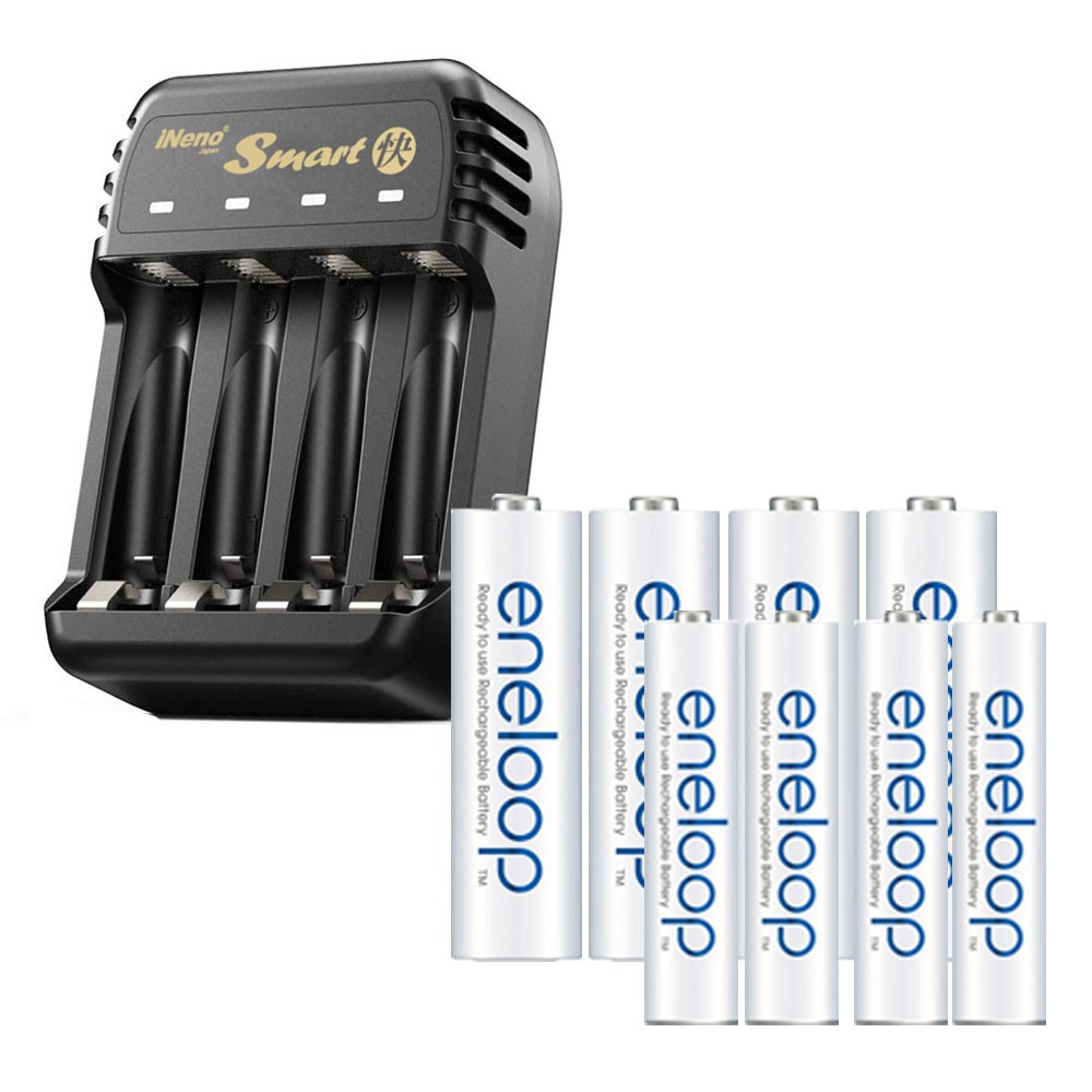 ★快速充電，輸出500mA*4★支援5V/2A直流輸入★USB輸入電源，全球通用電壓★獨立LED燈，可單顆充電★日本製eneloop 3號&4號電池商品特色：本充電器可充1~4顆3號或4號鎳氫充電電池