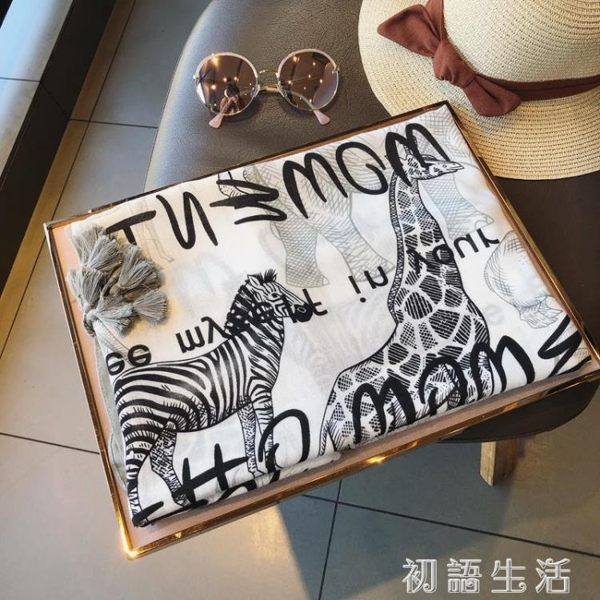 披肩夏季百搭絲巾春秋薄款紗巾圍脖女圍巾長款沙灘巾沙漠防曬披肩 初語生活