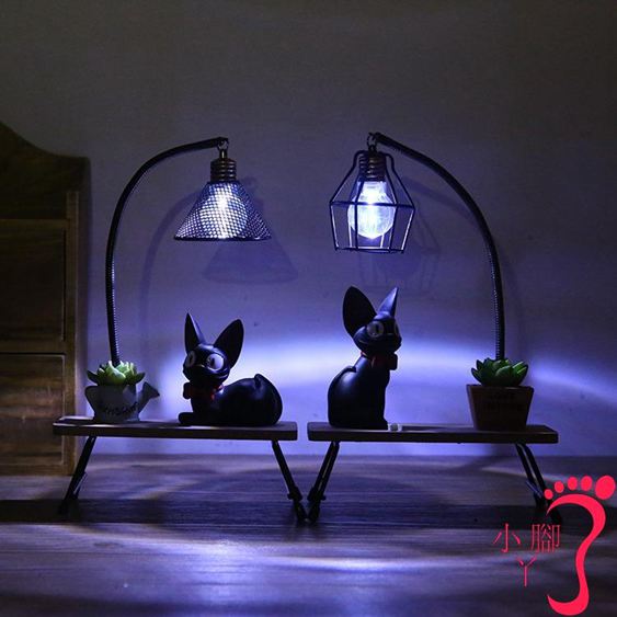 檯燈 創意卡通魔女宅急便魔法吉吉貓小夜燈公仔小黑貓檯燈擺件生日禮物