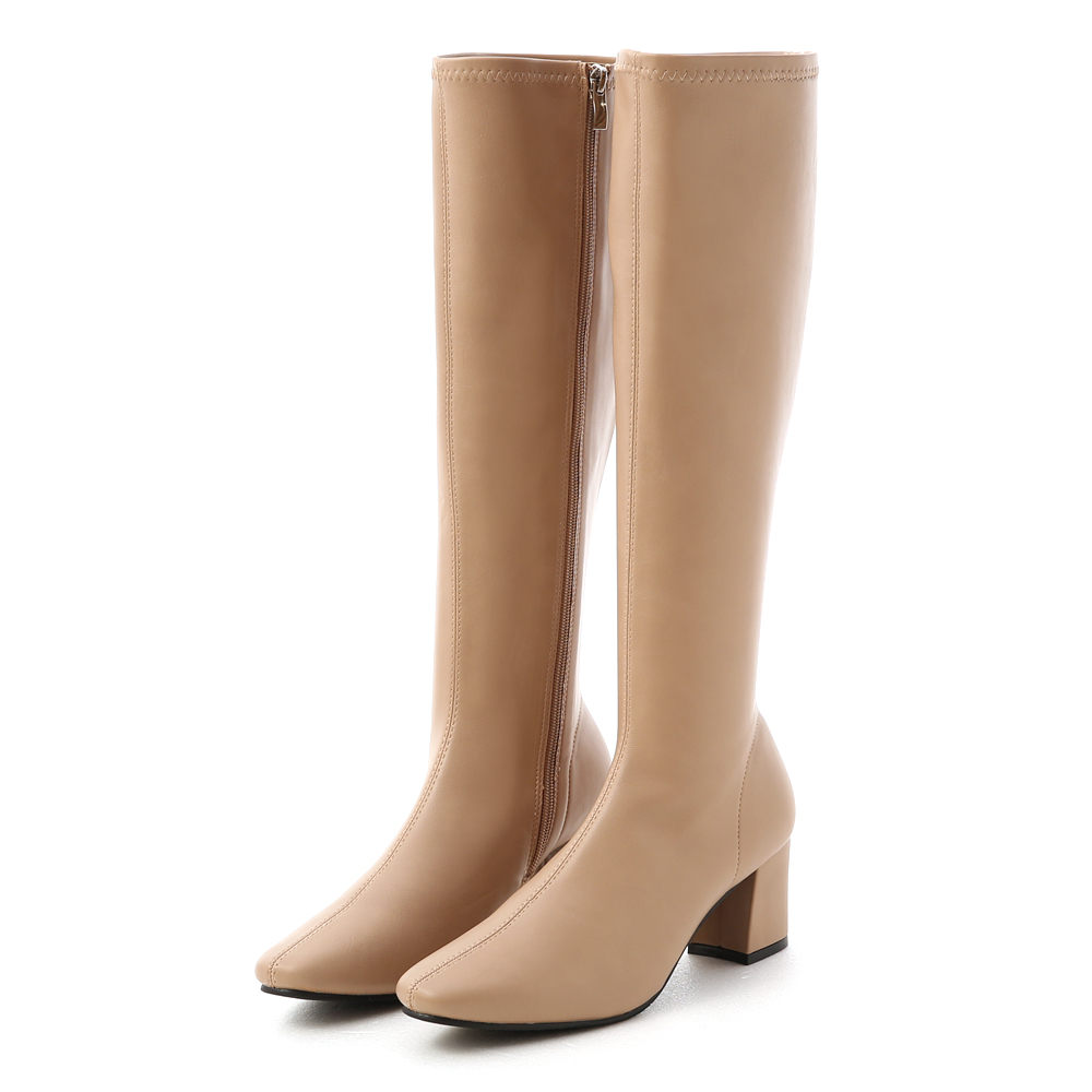 D+AF 冬氛好感．素面中車線高跟長靴