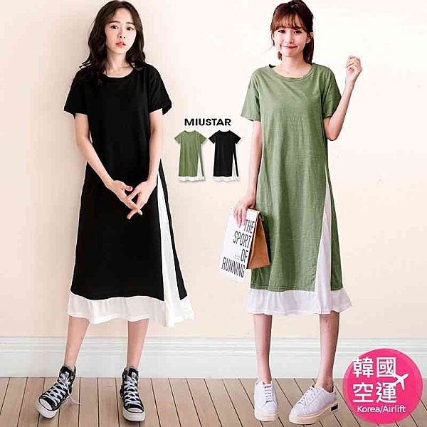 0220 假兩件側配色剪接設計，視覺上修身顯瘦，搭配球鞋就可以囉。