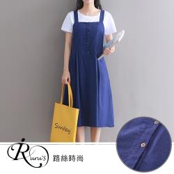 【iRurus 路絲時尚】韓系時尚休閒簡約吊帶排扣連身裙上衣/3色/SMLXL (RL0092-5243)現+預