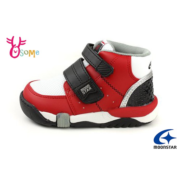 MOONSTAR 中童高筒運動鞋◎ 搭載底部加強推進力 鞋底止滑加倍◎ 2E寬楦 適合腳背較寬的寶貝 舒適滿分◎ 網布透氣輕巧不悶腳 可拆式鞋墊設計好方便◎ 雙魔鬼氈設計 打造個人專屬尺寸CRC214