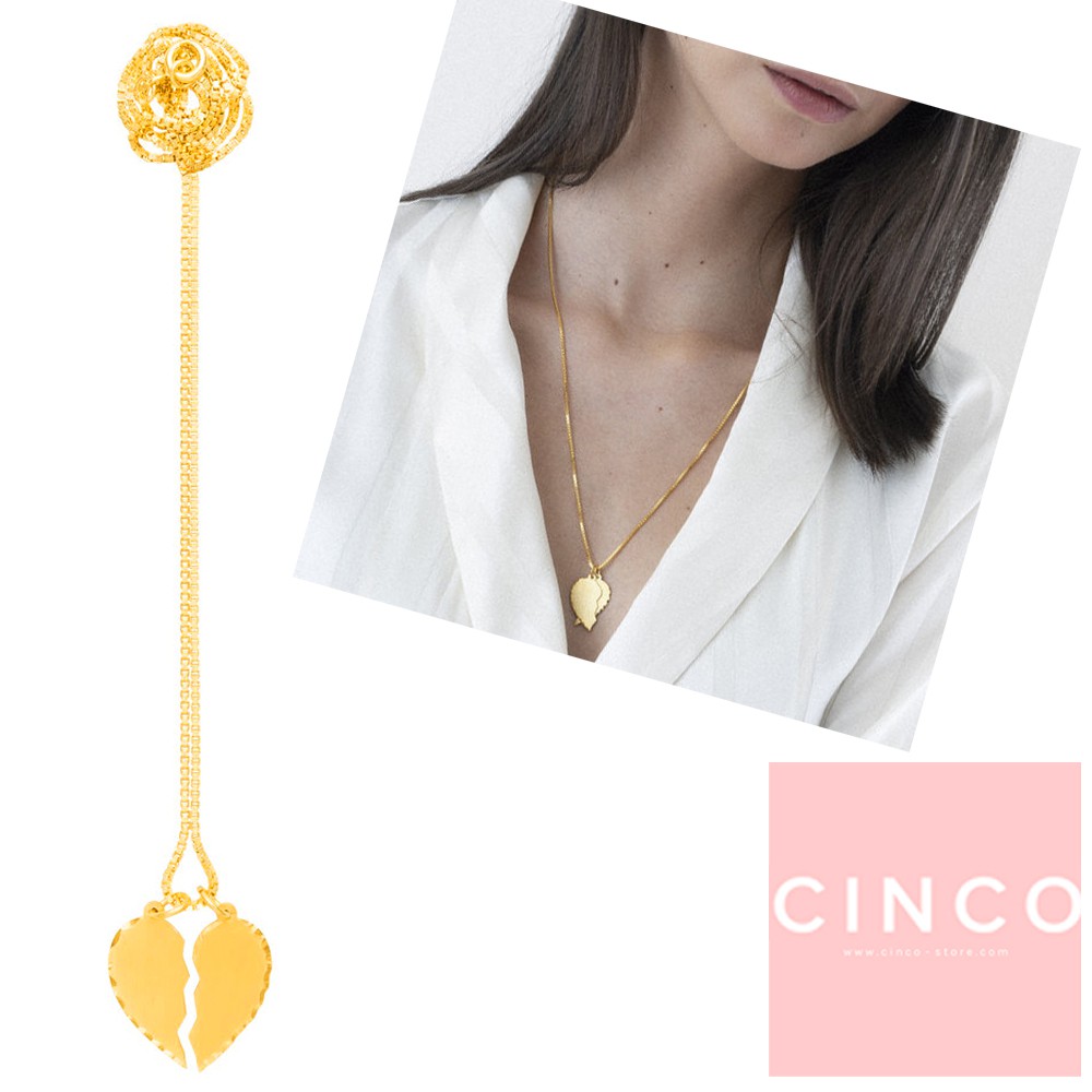 葡萄牙精品 CINCO 台北ShopSmart直營店 Giorgia necklace 24K金愛心項鍊 雙墜款