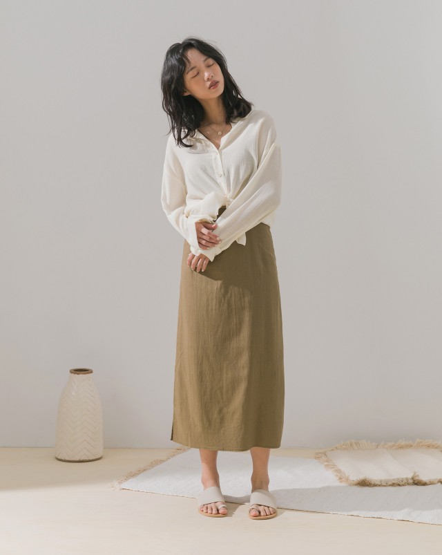 MEIERQ+涼爽透膚感細壓紋襯衫