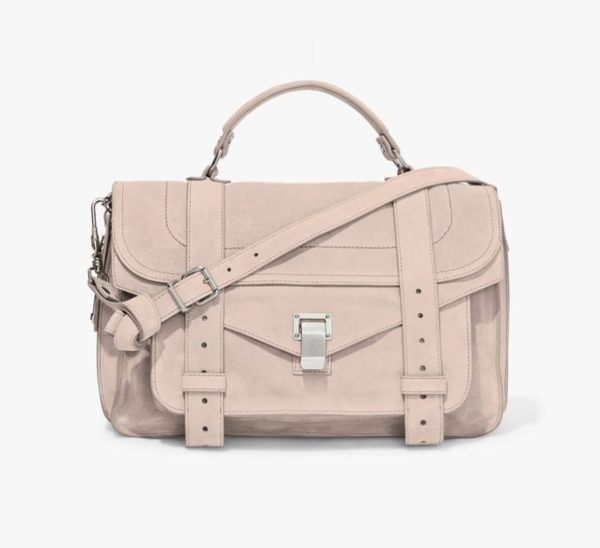 Proenza Schouler PS1 中款 山羊皮 麂皮 手提 肩斜背 兩用包 米色