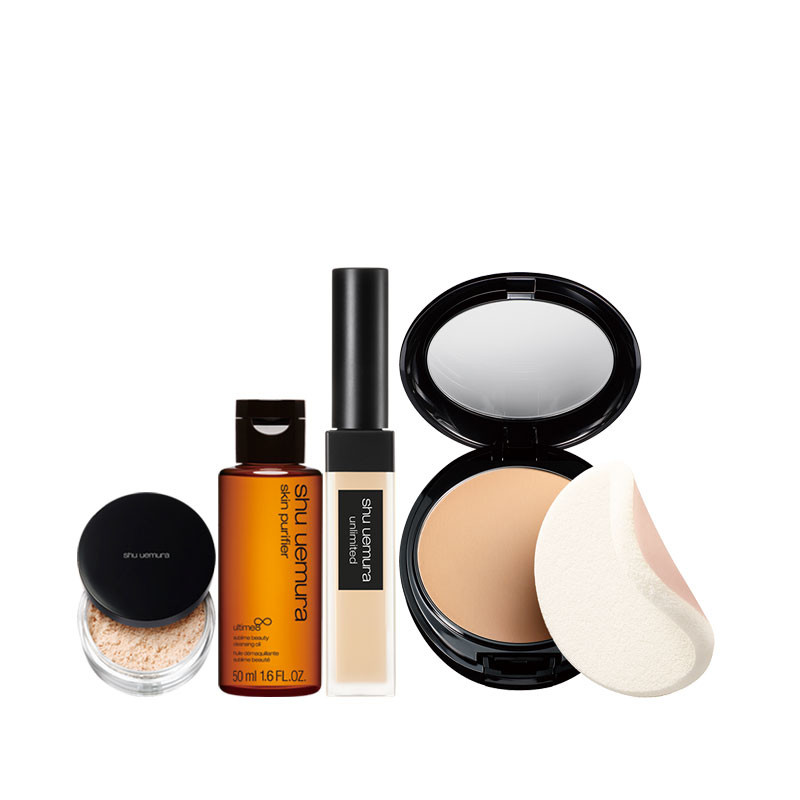 Lightbulb鑽石光粉餅 正貨 任選色+無極限持久遮瑕筆 正貨 任選色+Lightbulb鑽石拋光海綿+THE LIGHTBULB鑽石光蜜粉輕巧版 粉盒(黑) 全新+全能奇蹟金萃潔顏油 50ml