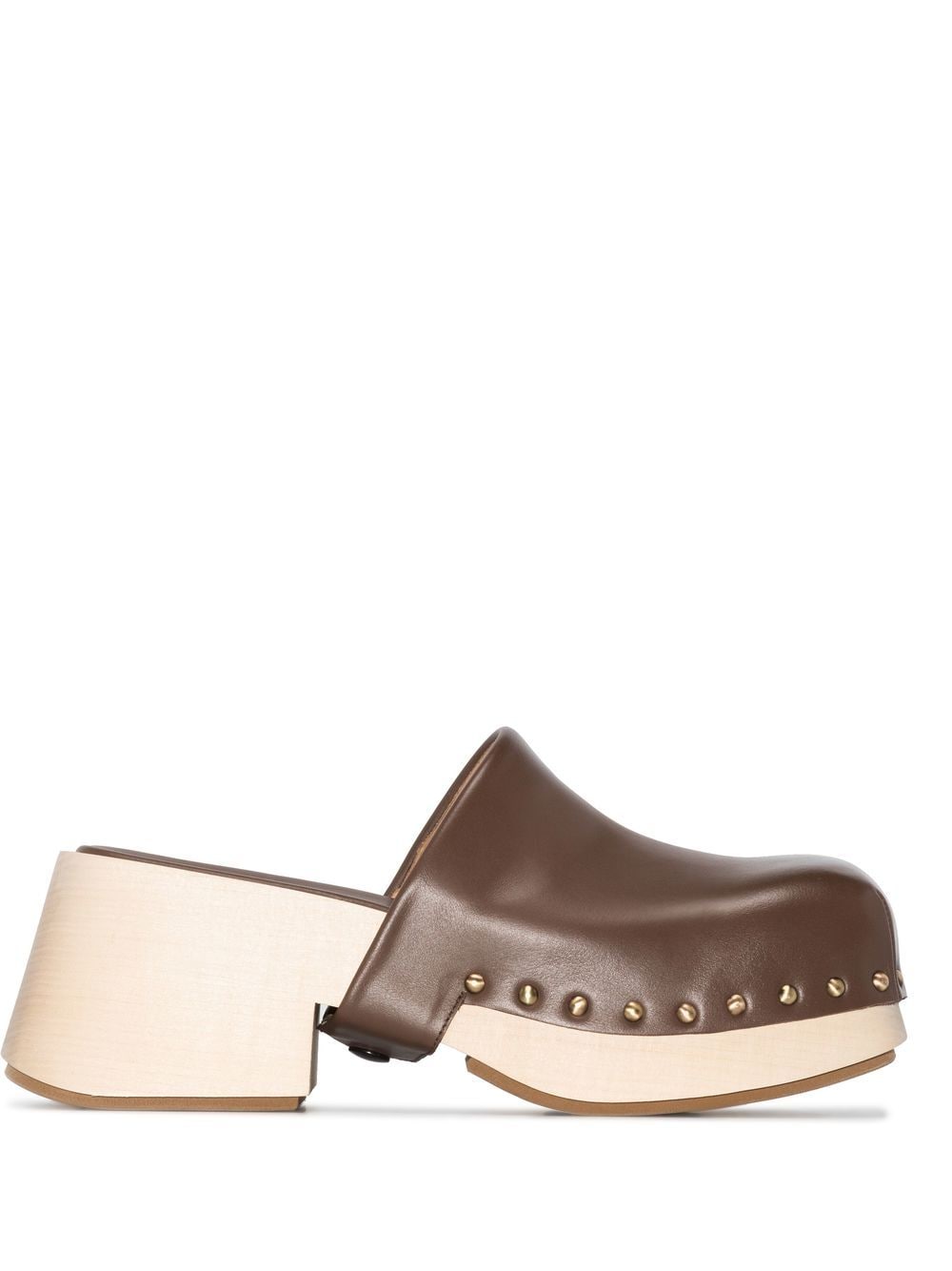 Marsèll - stud-detail square toe clogs - women - LeatherRubber/Leather - 38.5 - Brown