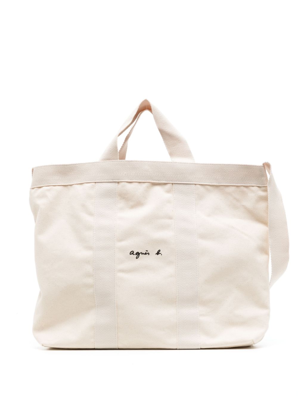 agnès b. - logo-print canvas tote bag - unisex - Cotton - One Size - White