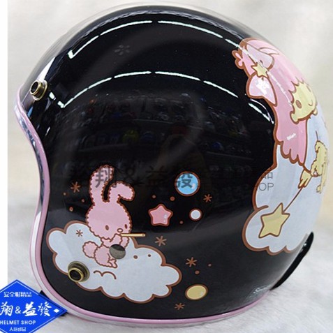 GRS 368 雙子星 Kiki Lala 黑色 TS08 復古帽 半罩 泡泡 小頭安全帽《裕翔》