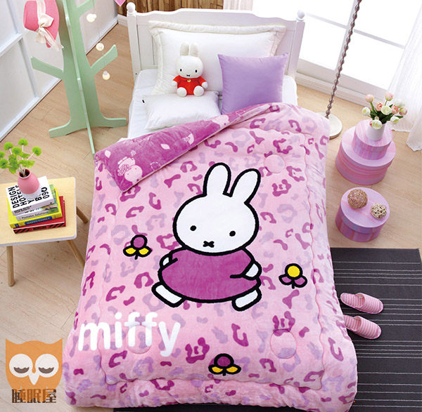 miffy豹紋紫-米飛兔加厚法蘭絨暖暖被(超卡哇伊伴你入夢)【睡眠屋】