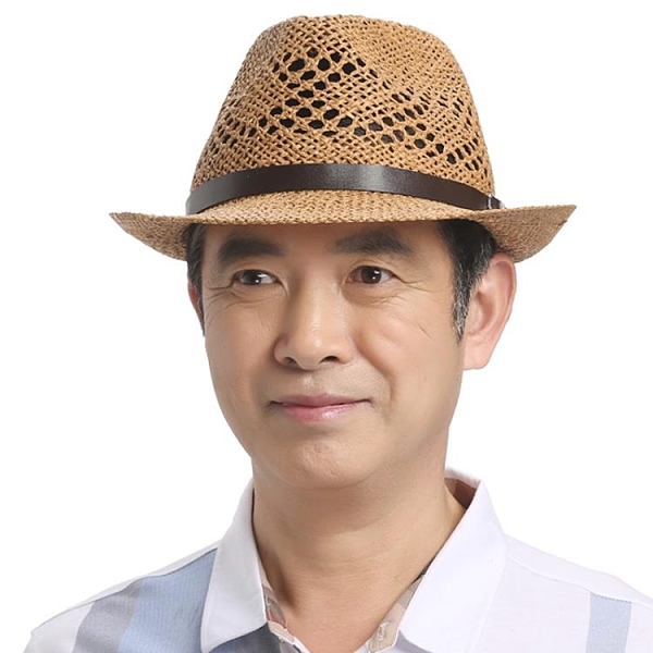 中老年人草帽男士夏季中年爸爸爵士帽老人戶外遮陽帽手工編織禮帽 星河光年
