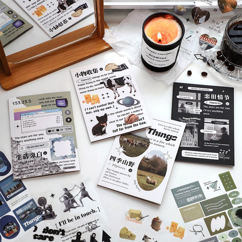 解憂手冊系列 貼紙本 (20張入) 貼紙簿 貼紙包 手帳貼紙 裝飾貼紙 PET貼紙【BlueCat】【JC4527】