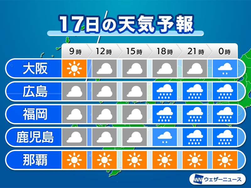 4月17日 金 各地の気温変化