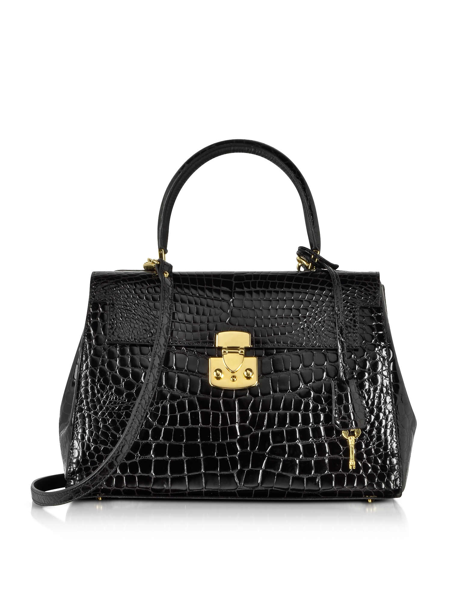 A classic and elegant shape with an unexpected shiny croco-style pattern for a glamorous and chic ad