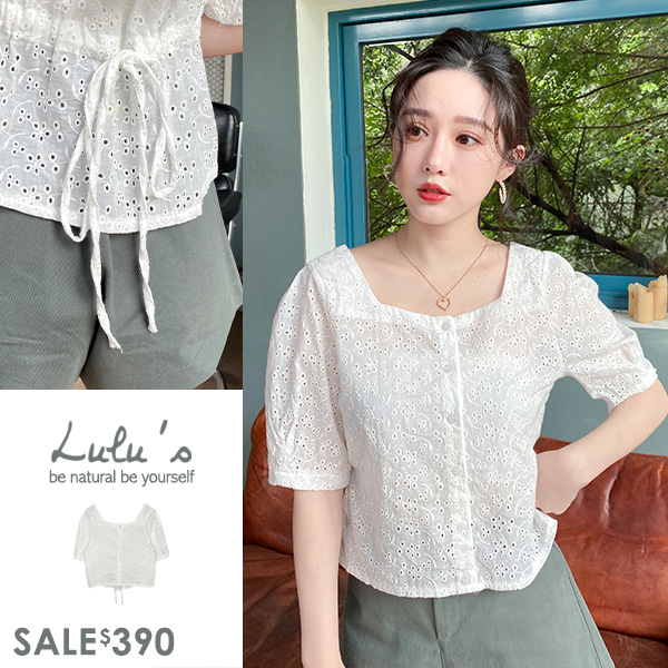 072329♦ 方領設計/抽繩造型/排釦可開/可兩面穿