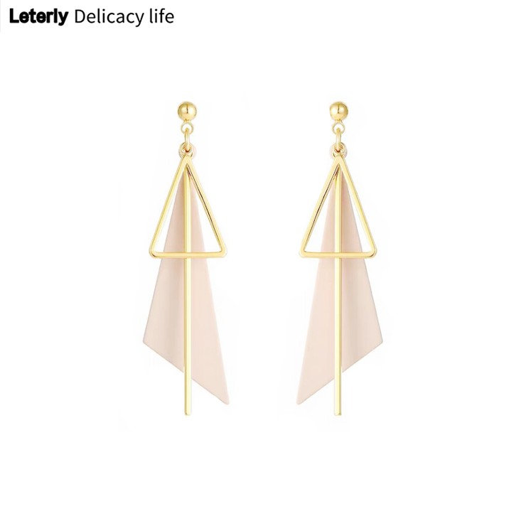 幾何三角形鏤空耳環 三角簡約不規則耳環韓國氣質耳環可改夾式A415