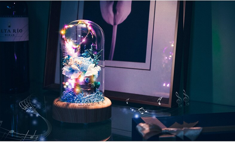 永生花許願流光瓶藍牙音響小夜燈