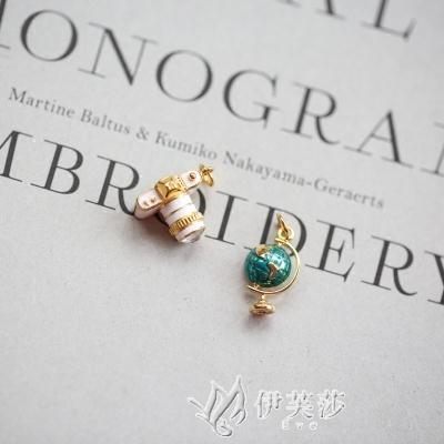 青瓷姑娘 / 別致創意飾品925銀鍍金滴釉單反照相機地球儀項墜吊墜