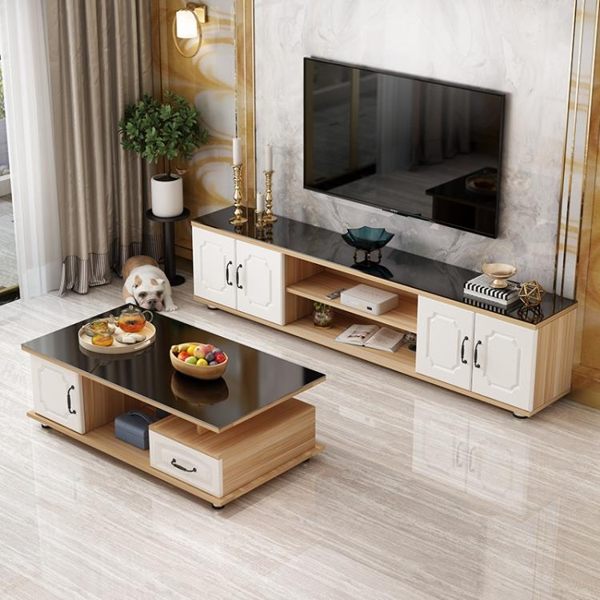 電視櫃茶幾組合現代簡約小戶型臥室客廳歐式地櫃電視機櫃家具套裝CY 自由角落