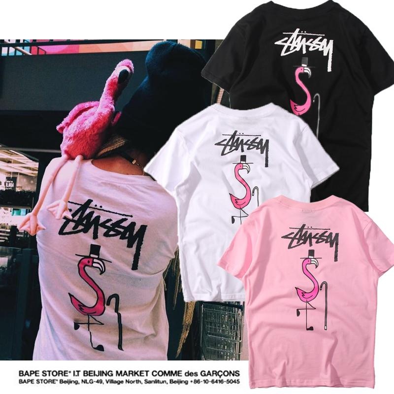潮哥推薦 現貨 臺灣特價 美國Stussy TEE17夏季新品限定火烈鳥 短袖T恤 休閒T恤 純棉T恤 男T 女T 情侶T恤