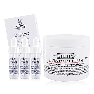 KIEHLS 契爾氏 冰河醣蛋白保濕霜125ml+激光極淨白淡斑精華4MLX3-國際航空版