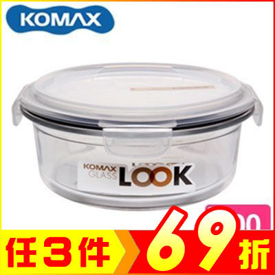 韓國 KOMAX 白巧克力圓形強化玻璃保鮮盒800ml 59128【AE02264】JC雜貨