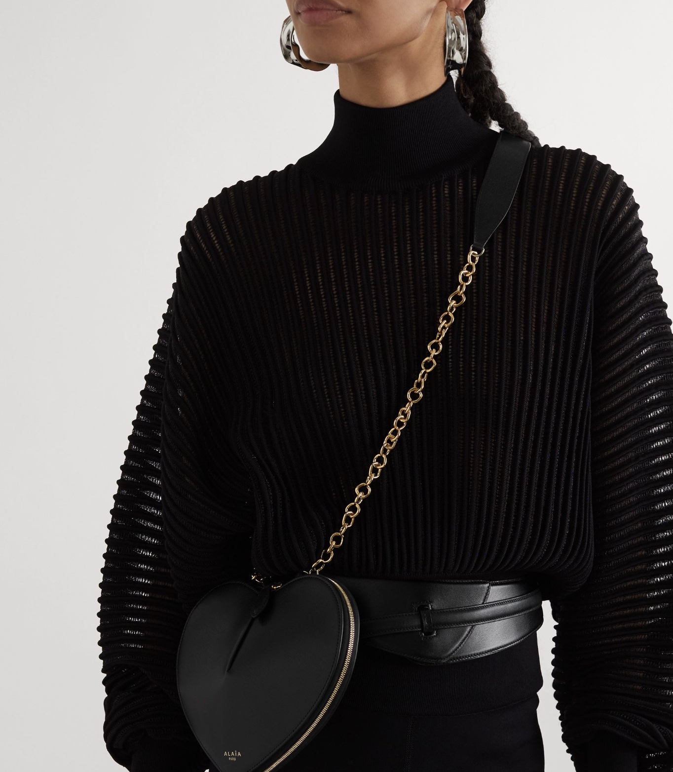 ALAÏA Le Coeur heart-shaped crystal-embellished suede shoulder bag