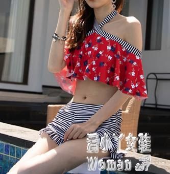 比基尼泳衣2019新款韓版小香風三件套游泳衣女分體裙式保守學生泳裝 JY5622【潘小丫女鞋】