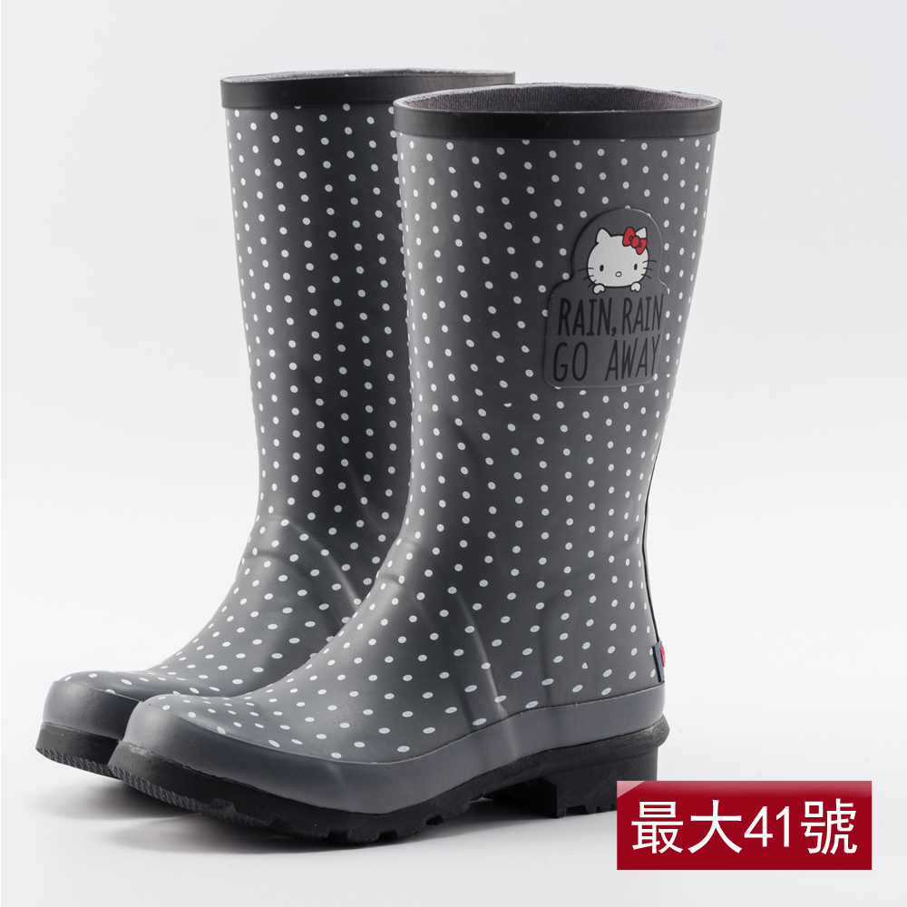 雨天防禦術單一價↘Hello Kitty聯名雨靴第二代-點點晴雨靴-灰