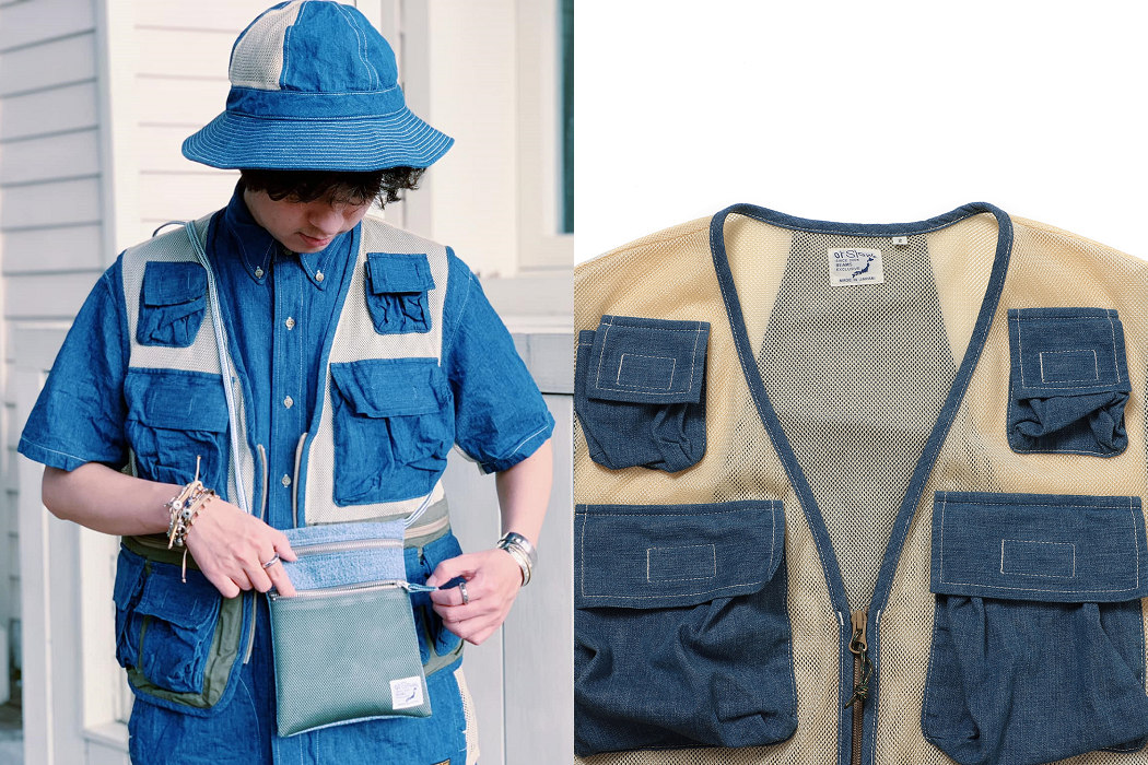 orSlow x BEAMS Denim fishing vest (2)