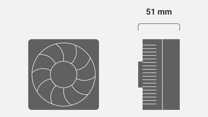 使用者可以選用高度小於5.1公分的空冷散熱器。