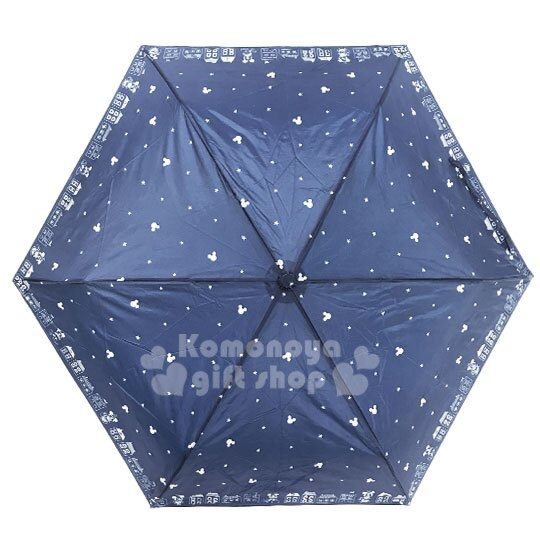 〔小禮堂〕迪士尼 米奇米妮 超輕量折疊雨陽傘《深藍.大臉星星》折傘.雨具 4983164-23762