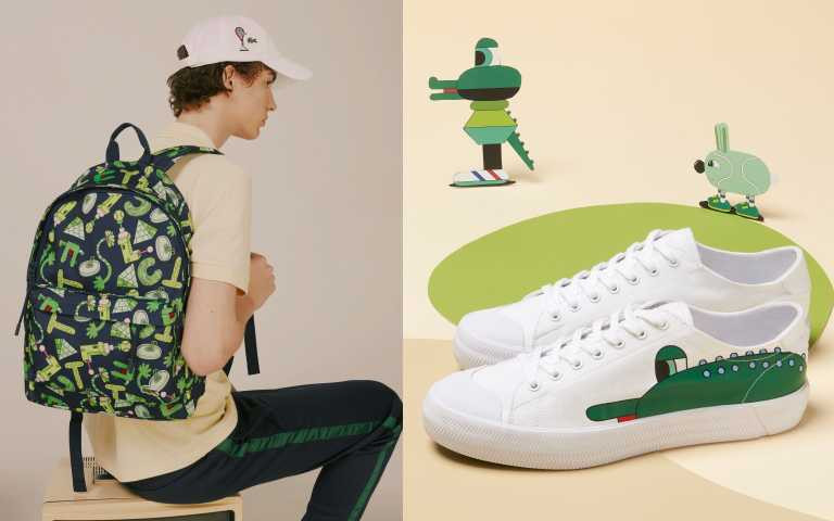 「LACOSTE X CROCOSERIES 藝術家聯名系列」與藝術家Jeremyville聯手打造包括包款和鞋款都超可愛。(圖／品牌提供)
