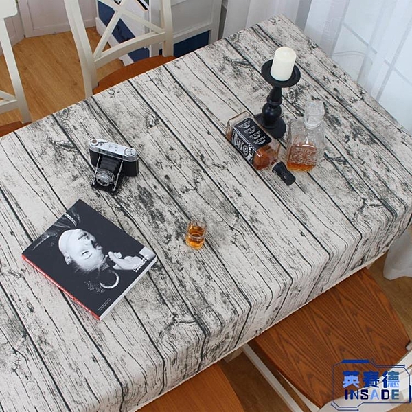 桌布布藝棉麻木紋文藝復古酒吧餐桌圓桌茶幾書桌歐美宜家現代簡約