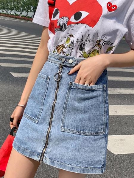 高腰牛仔短裙女夏季2019新款韓版顯瘦a字包臀裙子ins超火的半身裙
