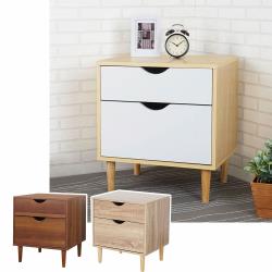 ◎◆獨特的木作北歐居家風格|◎◆腳座挑高，隔離地面濕氣|◎◆雙抽設計，分類收納更輕鬆類型:床頭櫃尺寸(公分):寬48x深40x高54公分主材質:木質材質說明:高密度塑合板顏色:棕色系組裝方式:DIY配