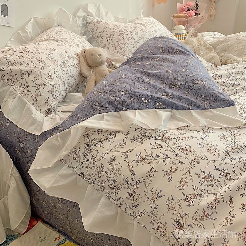 小碎花純棉床包四件組 標準/加大雙人床包組 公主風清新兩用被單 雙人床包 被套 枕頭套 枕套床罩 ins風
