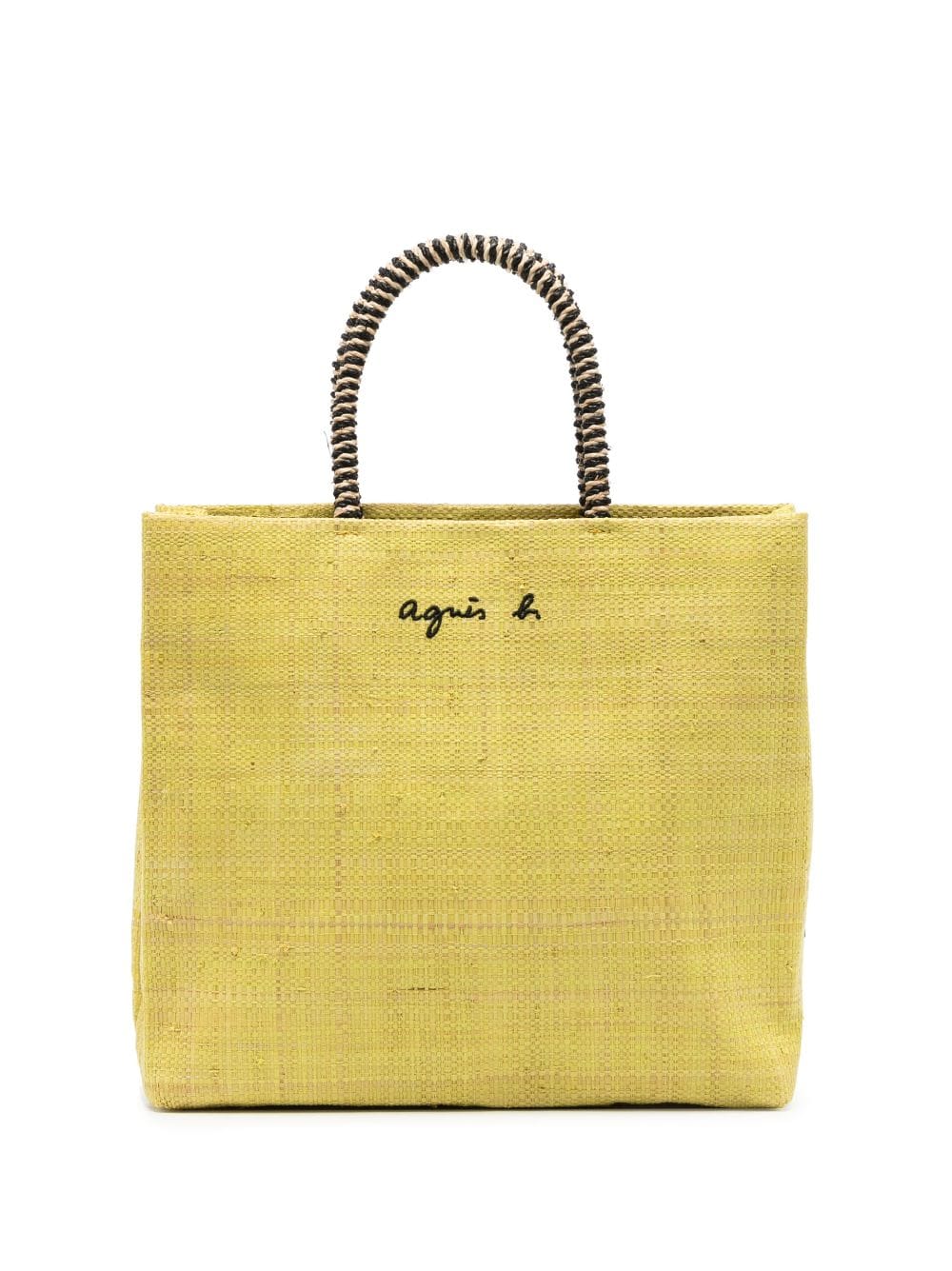 agnès b. - logo-embroidery raffia beach bag - women - Raffia - One Size - Yellow