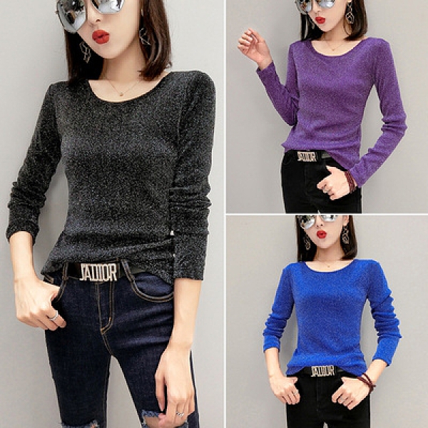 長袖T恤/棉衫打底衫上衣 修身顯瘦百搭顯瘦 韓版小衫