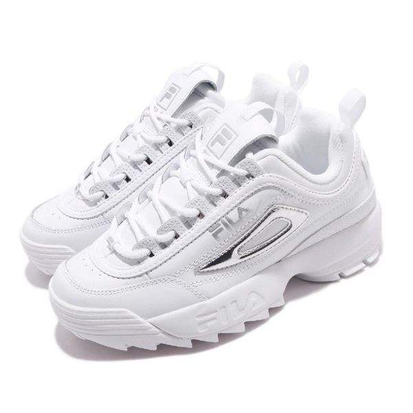 Fila 鋸齒鞋 Disruptor II Metallic Accent 白 銀 女鞋 運動鞋 老爹鞋 韓系 【PUMP306】 5C608T103