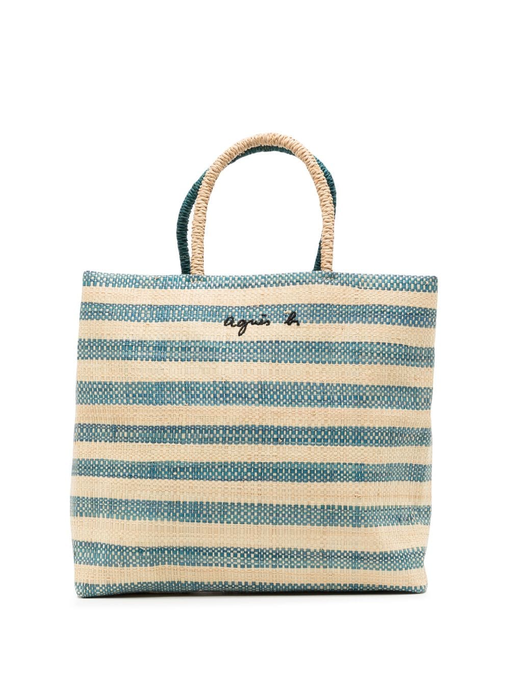 agnès b. - logo-embroidery raffia beach bag - women - Raffia - One Size - Brown
