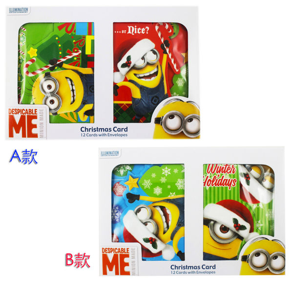【卡漫城】 小小兵 聖誕節 卡片 2選1 ㊣版 港版 耶誕卡 聖誕卡 Minions 神偷奶爸 祝福 留言 裝飾 /款
