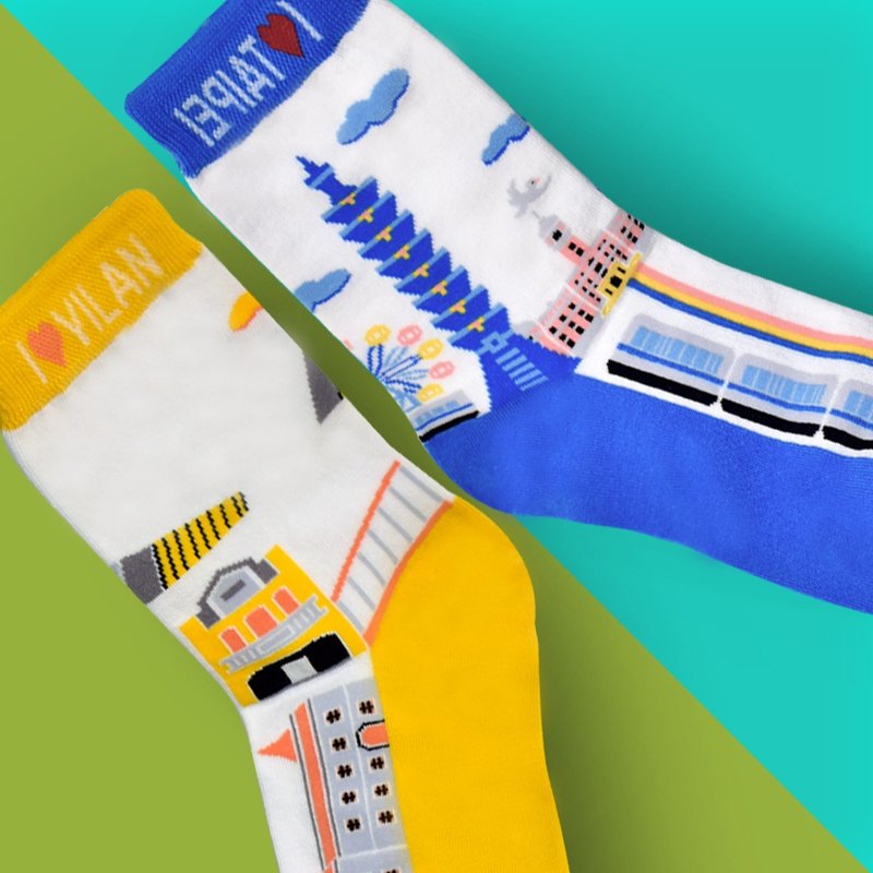 台灣好遊-iLove台北襪 Taiwan Taipei fun SOCKS+台灣好遊-iLove宜蘭 Taiwan Yilan fun SOCKS