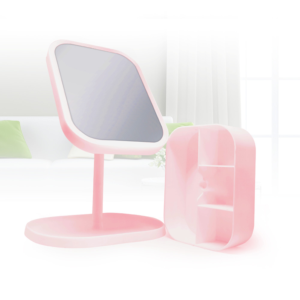 產 品 特 色: 玻璃採HIPS材質，具耐衝擊特性，較一般鏡面安全，反射面極度清晰明亮 採用USB或4顆3號電池供電，可連續最大亮度4~5小時 180度鏡面旋轉，可以調整任何傾斜面，適合臉部各種角度的