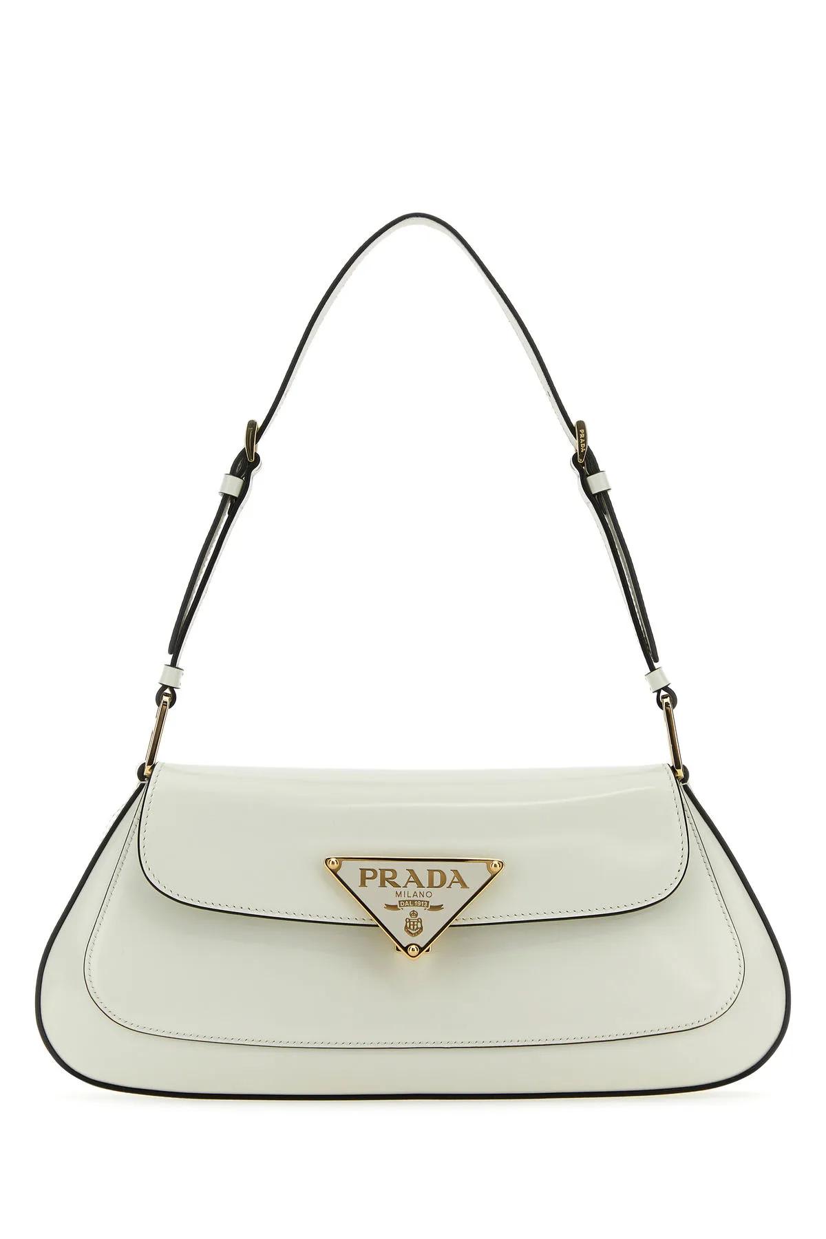 Prada White Leather Shoulder Bag