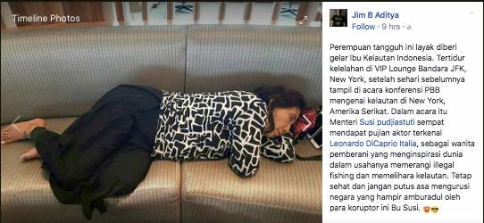 Foto Menteri Susi Tidur di Kursi Bandara Ramai di Medsos