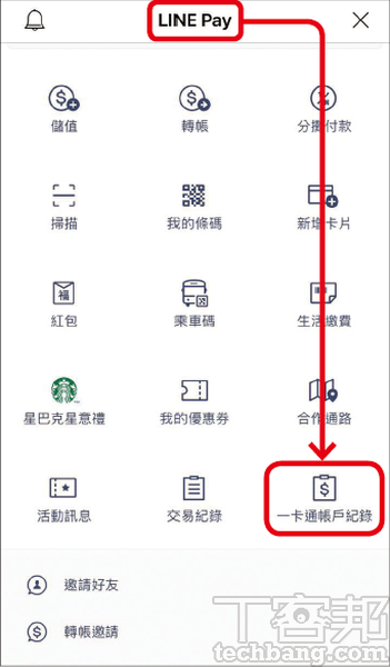 4.要查詢LINE Pay一卡通的交易紀錄，則是在LINE Pay頁面的右下角。