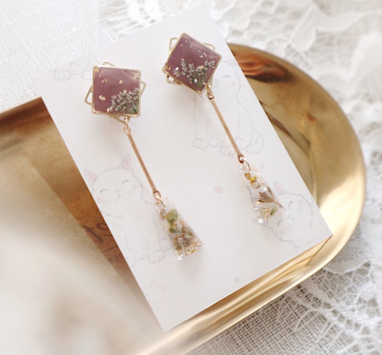 牡羊座：花．時間HANA and TIME 押花耳環